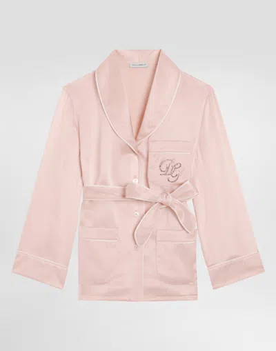 Dolce & Gabbana Silk Satin Vanity Shirt In Pink