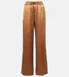 Dolce & Gabbana Silk Satin Wide-leg Pants In Brown