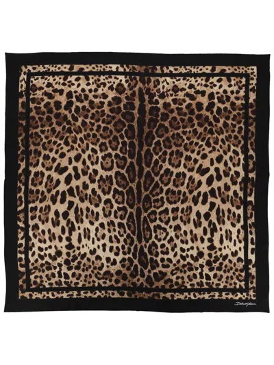 Dolce & Gabbana Silk Scarf In Brown