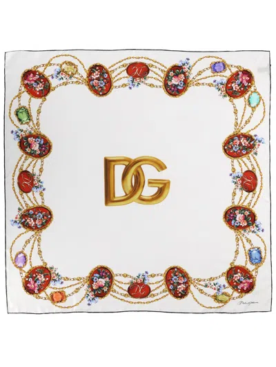 Dolce & Gabbana Silk Scarf In White