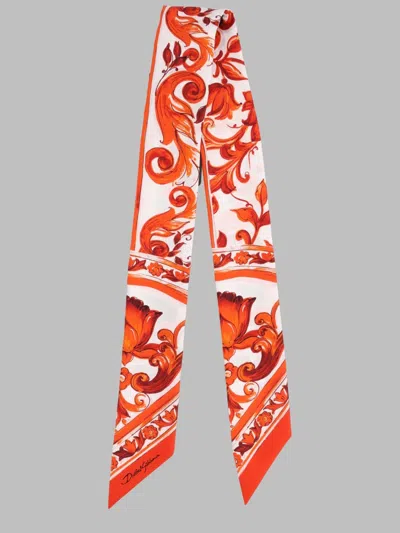 Dolce & Gabbana Silk Scarf In Orange