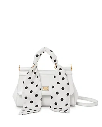 Dolce & Gabbana Silk Scarf Top Handle Bag In White