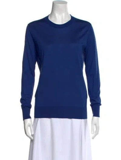 Pre-owned Dolce & Gabbana Silk Scoop Neck Sweater In Blue