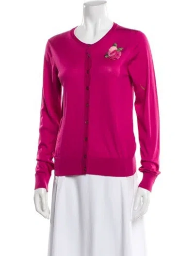 Pre-owned Dolce & Gabbana Silk Scoop Neck Sweater In Pink