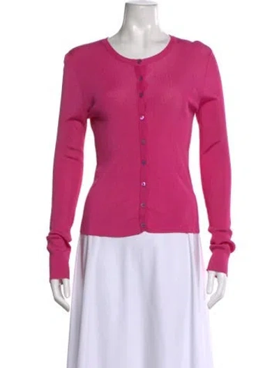 Pre-owned Dolce & Gabbana Silk Scoop Neck Sweater In Pink
