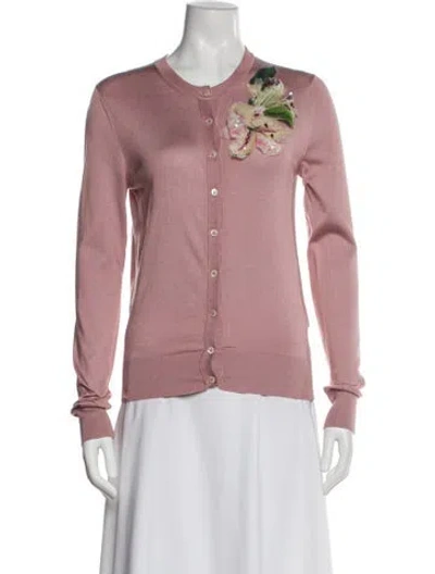 Pre-owned Dolce & Gabbana Silk Scoop Neck Sweater In Pink