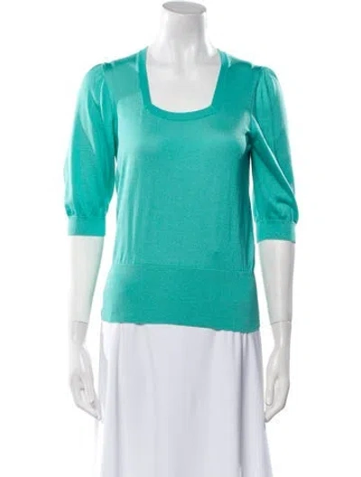 Pre-owned Dolce & Gabbana Silk Scoop Neck Sweater W/ Tags In Blue