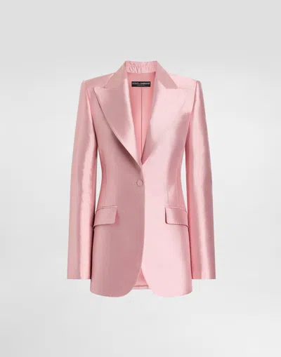 Dolce & Gabbana Giacca Monopetto In Shantung Di Seta In Pink