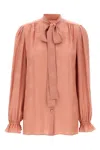 Dolce & Gabbana Silk Shirt With Puff Shoulders And Bow Detail