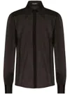 Dolce & Gabbana Silk Chiffon Shirt With Satin Details In Black