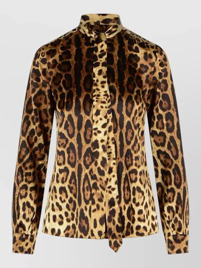 Dolce & Gabbana Silk Shirt Animal Print Collared Neck
