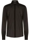 Dolce & Gabbana Silk Chiffon Shirt With Satin Details In Black