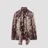 Dolce & Gabbana Silk Blouse With Floral Print In Brown