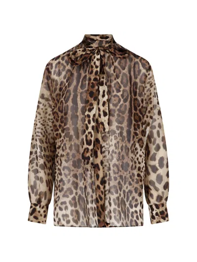 Dolce & Gabbana Silk Shirt In Brown