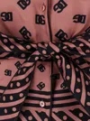 Dolce & Gabbana Pink Shirt With All-over Printed Dg Logo And Waist Belt In Silk Woman In Pink