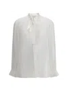 Dolce & Gabbana Dolce&gabbana Sheer Silk Chiffon Tie Neck Shirt In White