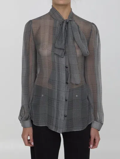 Dolce & Gabbana Women's Prince Wales Monochrome Blouse Shirt In Multi