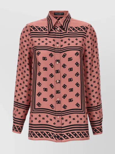 DOLCE & GABBANA SILK SHIRT WITH COLLARED NECK AND LONG SLEEVES