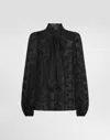 Dolce & Gabbana Silk Shirt With Dévoré Dg Logo In Black