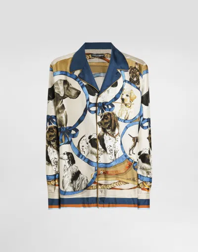 Dolce & Gabbana Silk Shirt With Dog Print