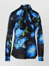 DOLCE & GABBANA SILK SHIRT WITH FLORAL PATTERN AND TIE-NECK