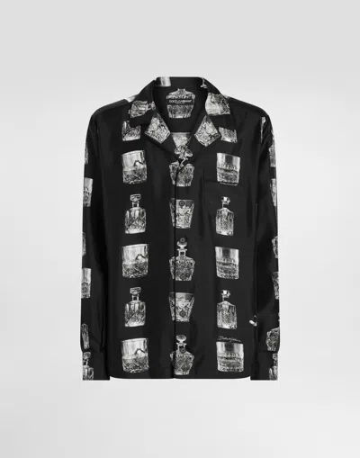DOLCE & GABBANA SILK SHIRT WITH LIQUOR PRINT