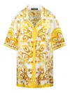 Dolce & Gabbana Majolica Short-sleeved Shirt In Yellow