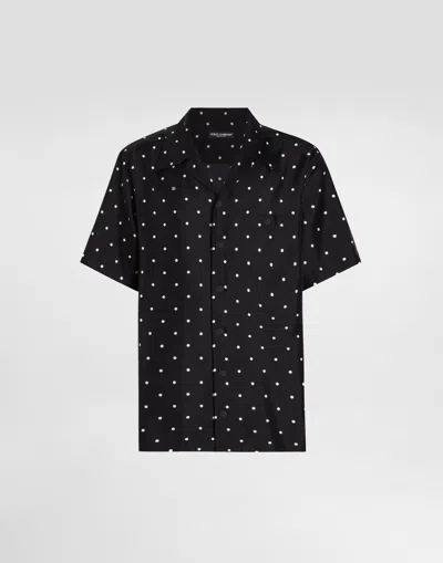 Dolce & Gabbana Silk Shirt With Polka-dot And Logo Print