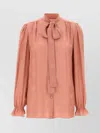 Dolce & Gabbana Silk Shirt With Puff Shoulders And Bow Detail