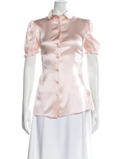 Pre-owned Dolce & Gabbana Silk Short Sleeve Blouse In Pink