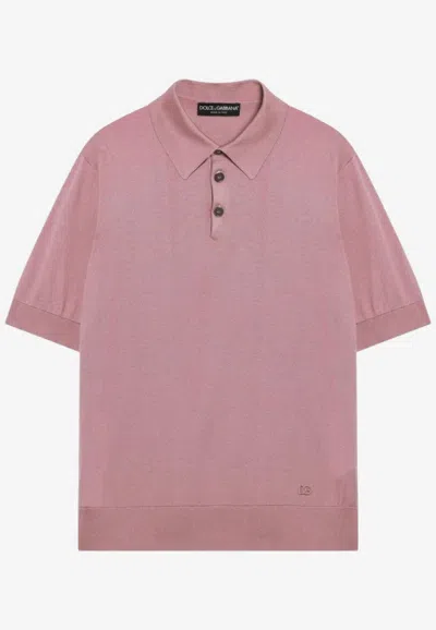 Dolce & Gabbana Silk Short-sleeved Polo T-shirt In Pink