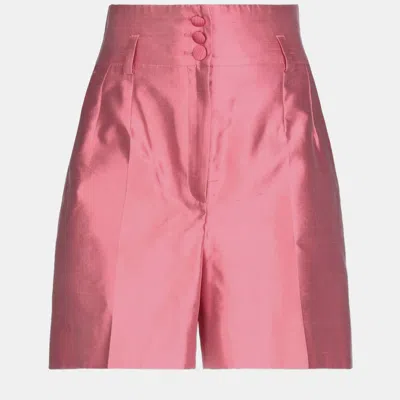 Pre-owned Dolce & Gabbana Silk Shorts & Bermuda Shorts 42 In Pink