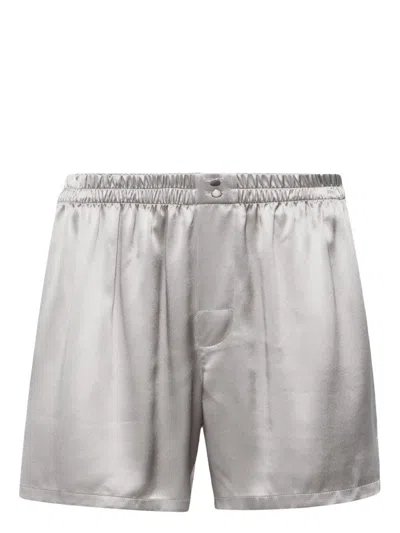 Dolce & Gabbana Silk-satin Lounge Shorts In Silver