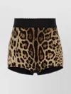 Dolce & Gabbana Brown Printed Stretch Silk Shorts In Animal Print