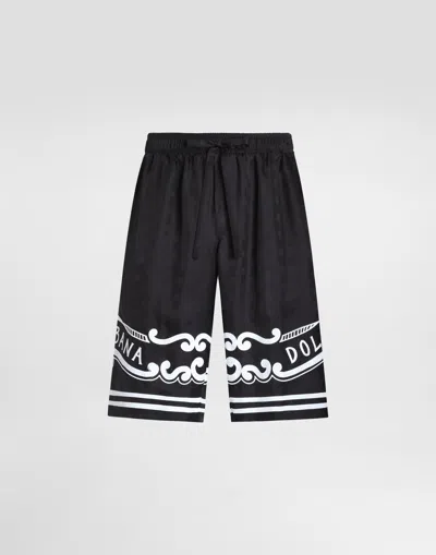 DOLCE & GABBANA SILK SHORTS WITH BANDANNA-PRINT DETAILS