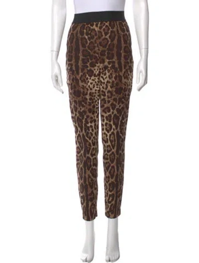 Pre-owned Dolce & Gabbana Silk Skinny Leg Pants In Brown
