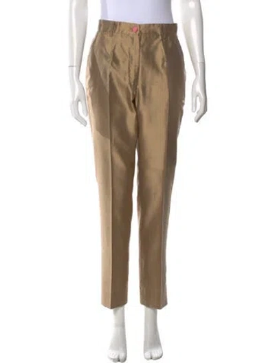 Pre-owned Dolce & Gabbana Silk Skinny Leg Pants In Brown