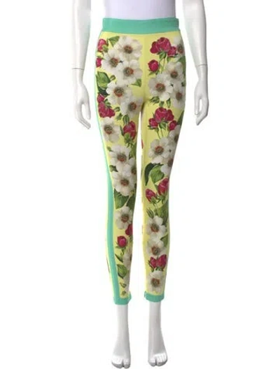 Pre-owned Dolce & Gabbana Silk Skinny Leg Pants W/ Tags In Green