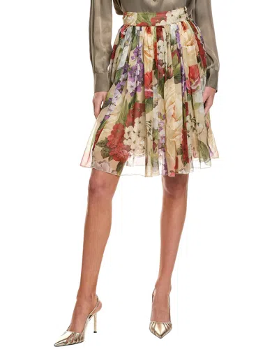 Dolce & Gabbana Silk Skirt In Beige