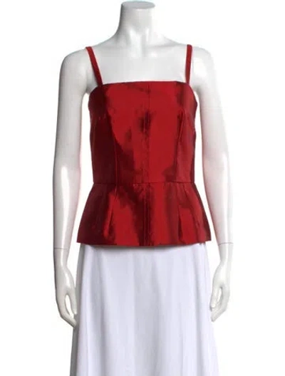 Pre-owned Dolce & Gabbana Silk Square Neckline Blouse In Red