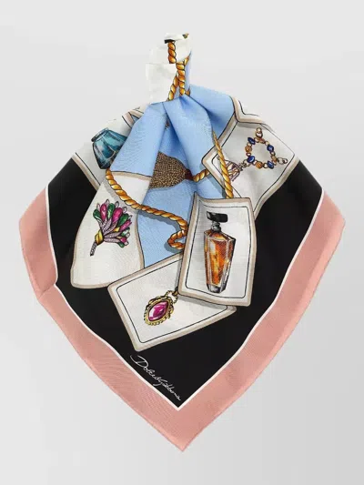Dolce & Gabbana Silk Square Scarf Lightweight Printed Edges In Multi