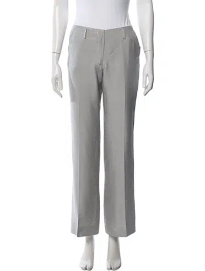 Pre-owned Dolce & Gabbana Silk Straight Leg Pants In Gray