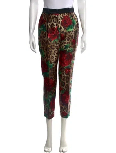 Pre-owned Dolce & Gabbana Silk Straight Leg Pants In Neutrals