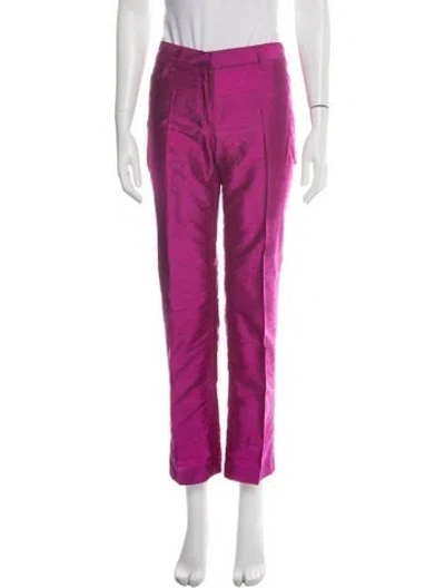Pre-owned Dolce & Gabbana Silk Straight Leg Pants In Purple