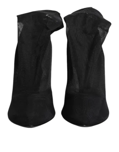 Dolce & Gabbana Silk Stretch Mesh Sock Boot In Black