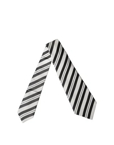 Dolce & Gabbana Silk Striped Necktie In Black