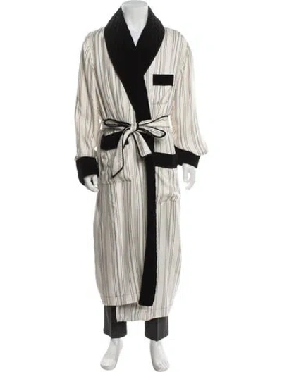 Pre-owned Dolce & Gabbana Silk Striped Robe In Neutral