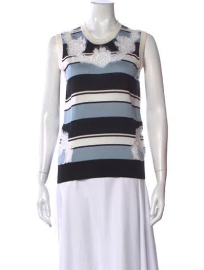 Pre-owned Dolce & Gabbana Silk Striped Sweater In Blue