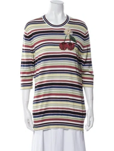 Pre-owned Dolce & Gabbana Silk Striped Tunic In Yellow