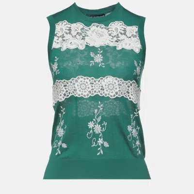Pre-owned Dolce & Gabbana Silk Sweater 36 In Green